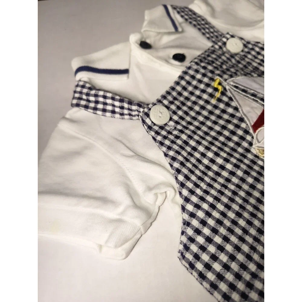 Vtg Sesame Street Collab Good Lad Nautical Theme Overalls & Shirt 3-6 Months